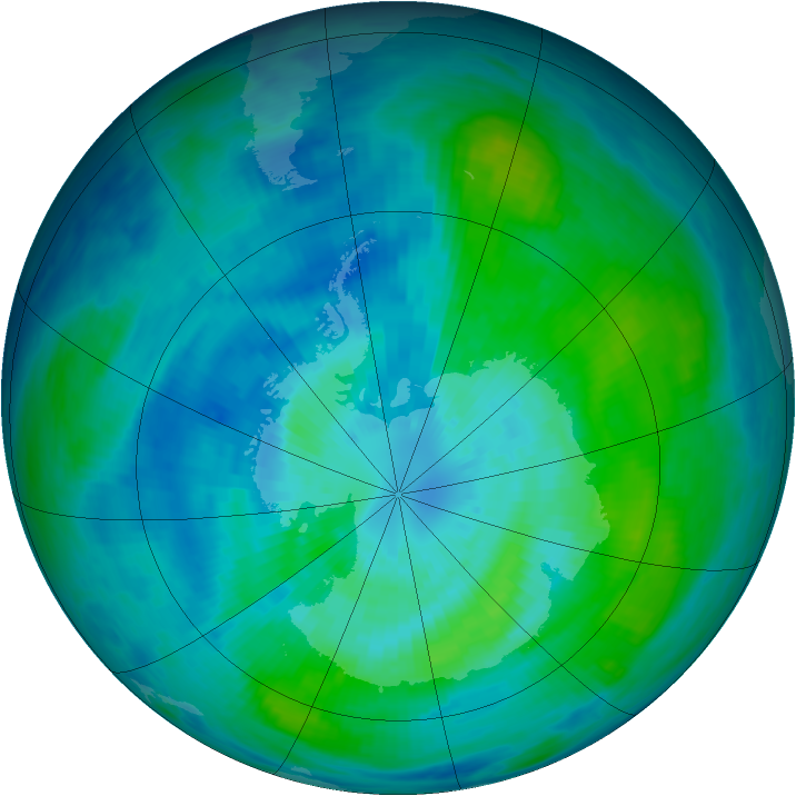 Antarctic ozone map for 23 March 1987
